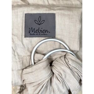 Mebien Ring Sling Carrier Linen Blend Neutral Sand Beige with Silver Rings NWOT